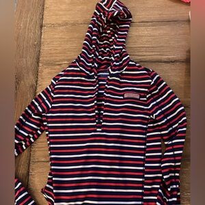 Vineyard Vines girls size 8, half size hoodie. Red, white and blue stripe.